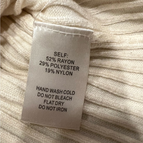 Ivory Ribbed Knit Off One Shoulder Sweater Sz: XS - Picture 5 of 5